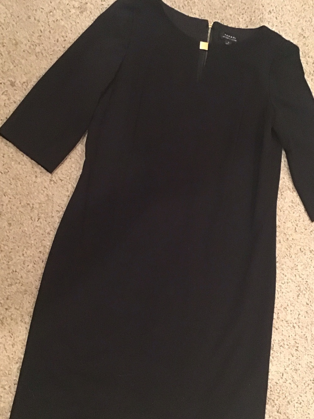 Tahari Arthur Levine Black 3/4 Sleeve Dress